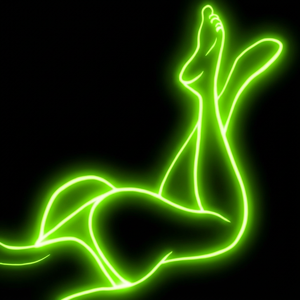 Neon green silhouette outline